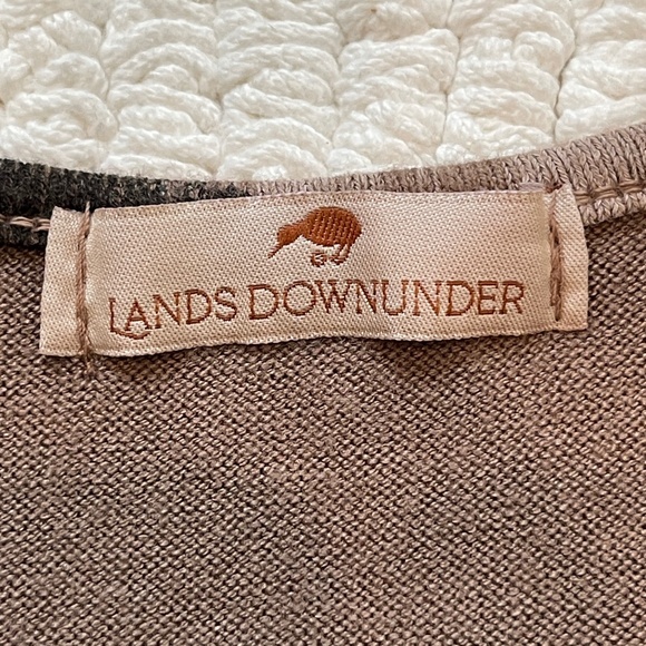 Lands Downunder Dress Women's Size M Italy Made Midi 3/4 Sleeve Artsy Pockets - Picture 7 of 11